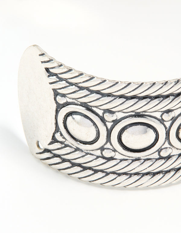 Antique Silver Stone Design Wrist Cuff