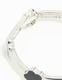 Silver Black Floral Stretch Bracelet - link has visual effect only