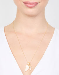 Gold Plated Diamante Wing Charm Pendant Necklace - link has visual effect only