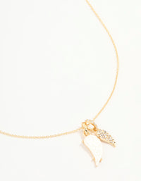 Gold Plated Diamante Wing Charm Pendant Necklace - link has visual effect only