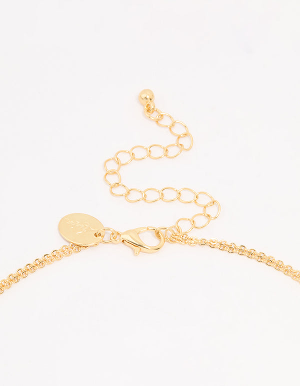 Gold Plated Cross & Mary Layered Necklace