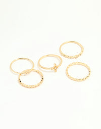 Gold Plated Dainty Cubic Zirconia Stacking Rings 5-Pack - link has visual effect only