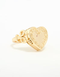 Gold Plated Heart Locket Ring - link has visual effect only