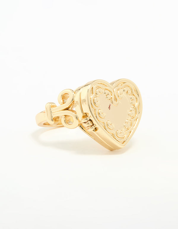 Gold Plated Heart Locket Ring