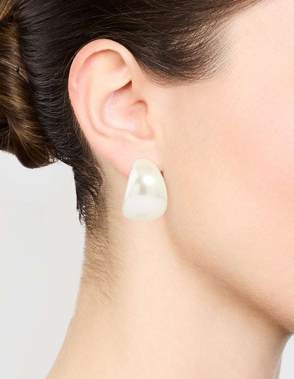 White Coated Metal Mini Chubby Hoop Earrings
