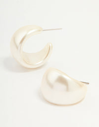 White Coated Metal Mini Chubby Hoop Earrings - link has visual effect only