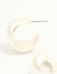 White Coated Metal Mini Chubby Hoop Earrings - link has visual effect only