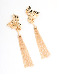 Gold Orchid Tassel Drop Earrings - link has visual effect only