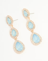 Gold Blue Diamante Pear Drop Earrings - link has visual effect only