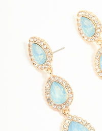 Gold Blue Diamante Pear Drop Earrings - link has visual effect only