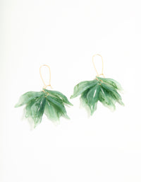 Green Acrylic Petal Cluster French Hook Earrings - link has visual effect only
