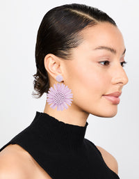 Purple Raffia Flower Drop Earrings - link has visual effect only