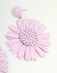 Purple Raffia Flower Drop Earrings - link has visual effect only