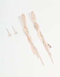 Rose Gold Diamante Cupchain Drop Earrings - link has visual effect only