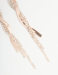 Rose Gold Diamante Cupchain Drop Earrings - link has visual effect only