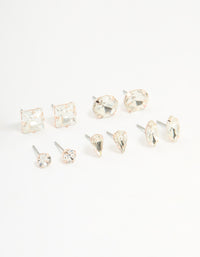 Rose Gold Diamante Mixed Cut Stud Earrings 5-Pack - link has visual effect only
