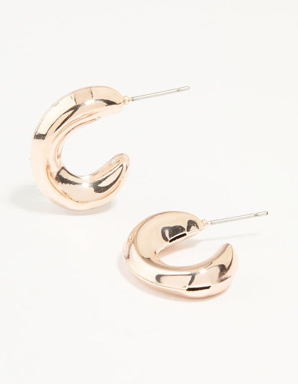 Rose Gold Bubble Small Open Hoop Earrings