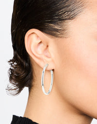 Silver Narrow Hinged Hoop Earrings - link has visual effect only