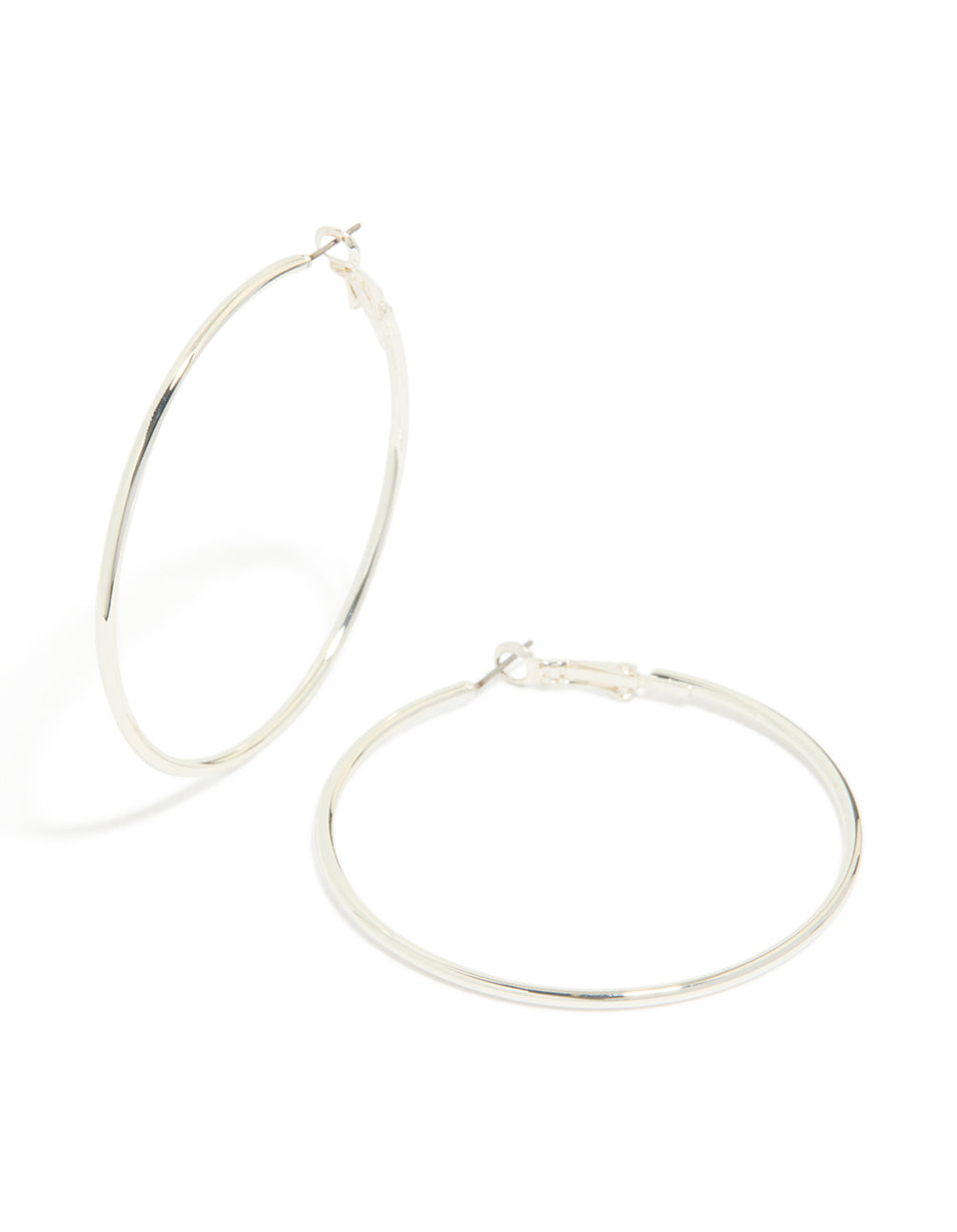 Silver Plain Thin Hoop Earrings