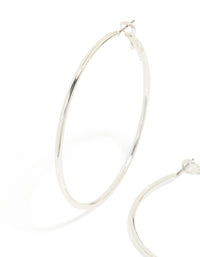 Silver Plain Thin Hoop Earrings - link has visual effect only