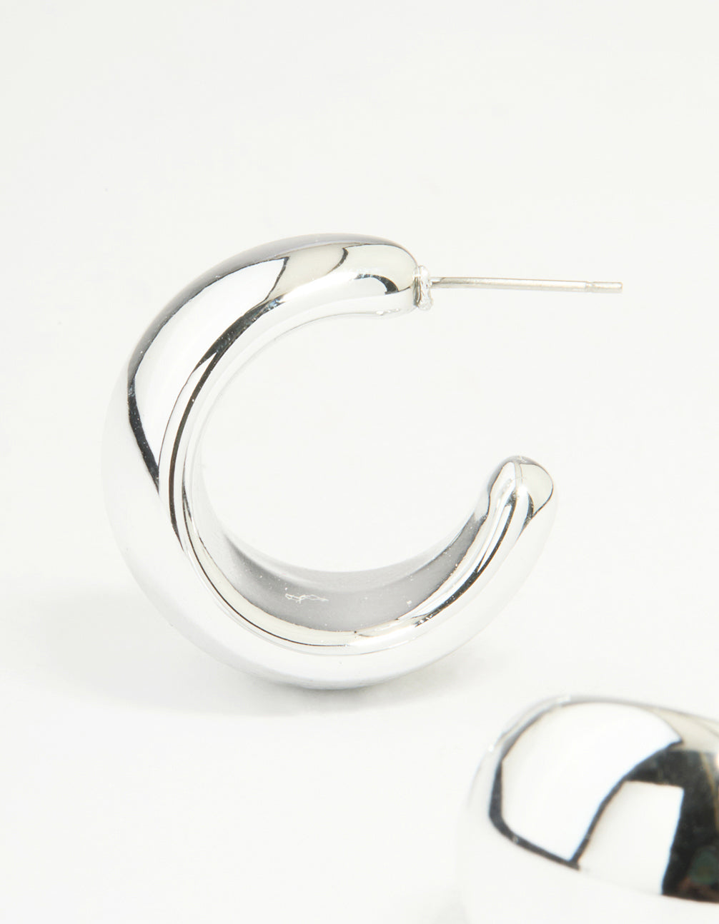 Silver Chunky Bubble Teardrop Hoop Earrings