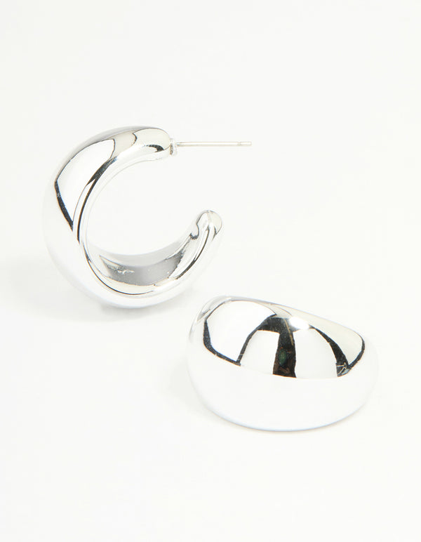 Silver Chunky Bubble Teardrop Hoop Earrings