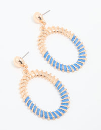 Gold Blue Textured Oval Drop Earrings - link has visual effect only