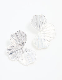 Silver Half Fan Stud Earrings - link has visual effect only