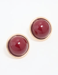 Gold Red Round Stud Earrings - link has visual effect only