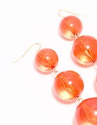 Gold Orange Acrylic Ball Drop Earrings - link has visual effect only