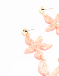 Gold Pink Acrylic Flower Layered Drop Earrings - link has visual effect only