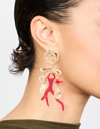 Gold Marble Coral Shell Drop Earrings - link has visual effect only