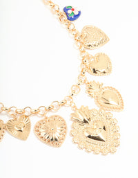 Gold Chunky Heart Charm Necklace - link has visual effect only