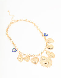 Gold Chunky Heart Charm Necklace - link has visual effect only