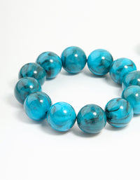 Gold Turquoise Acrylic Beaded Stretch Bracelets 2-Pack - link has visual effect only