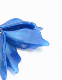 Gold Blue Petal Drop Hoop Earrings - link has visual effect only