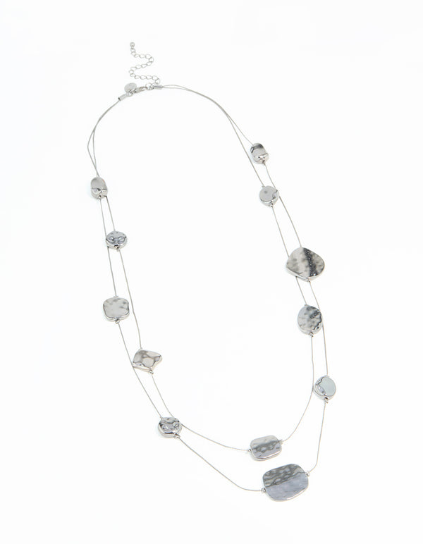 Gunmetal Blue Circle Layered Necklace