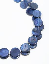Blue Genuine Shell Disc Layered Necklace - link has visual effect only
