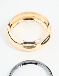 Mixed Metal Dark Blue Bangles 3-Pack - link has visual effect only