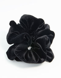 Black Velvet Fabric Large Ruffled Scrunchie - link has visual effect only