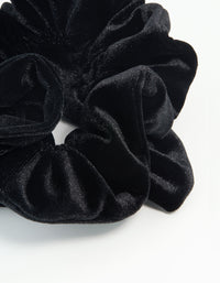 Black Velvet Fabric Large Ruffled Scrunchie - link has visual effect only