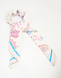 Striped Fish & Floral Print Fabric Scarf - link has visual effect only