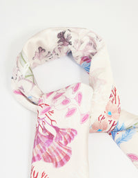 Striped Fish & Floral Print Fabric Scarf - link has visual effect only