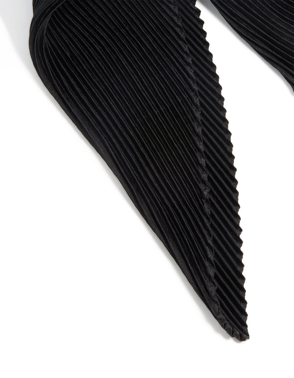 Black Pleated Satin Fabric Scarf