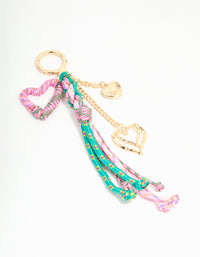 Green & Pink Rope Heart Charm Key Chain - link has visual effect only