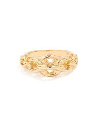 Gold Plated Link Band Ring - link has visual effect only