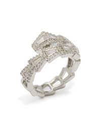 Silver Cubic Zirconia Point Wrap Ring - link has visual effect only