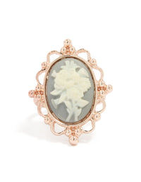 Rose Gold Flower Cameo Ring - link has visual effect only