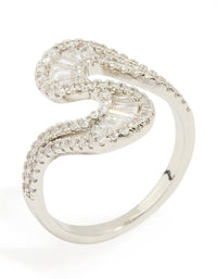 Silver Cubic Zirconia Swivel Statement Ring - link has visual effect only
