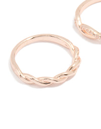 Rose Gold Cubic Zirconia Woven Stacking Rings 2-Pack - link has visual effect only